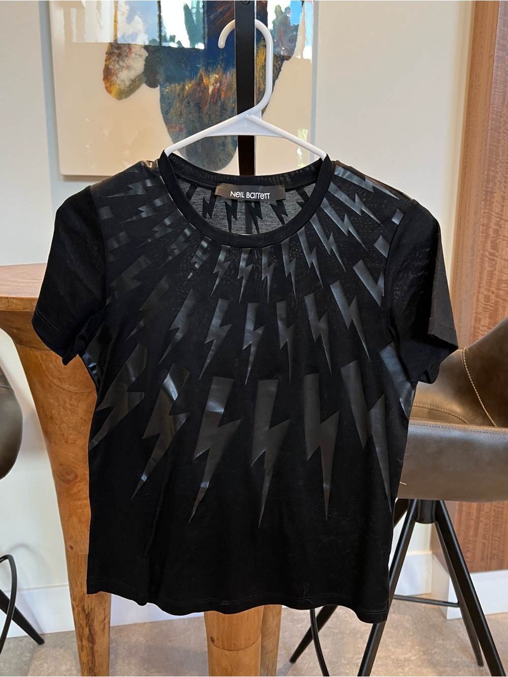 Neil Barrett Lightning Bolt T-Shirt Women XS Black Graphic Tee Made in Italy